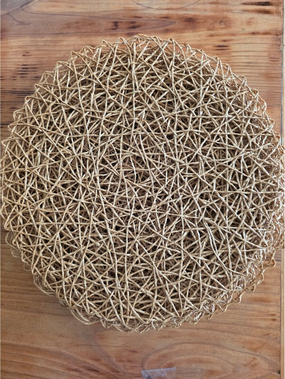 Set of 6 Round Woven Rattan Placemats - Natural Rustic Table Decor